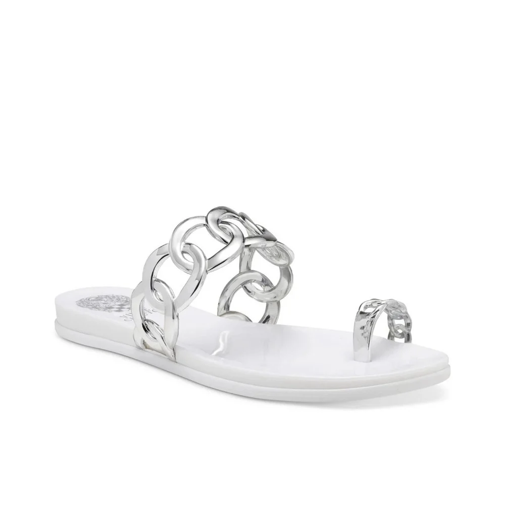 New Vince Camuto Women Emagenta Chain Toe Loop Jelly Sandal 9 M - White Silver - Picture 2 of 15
